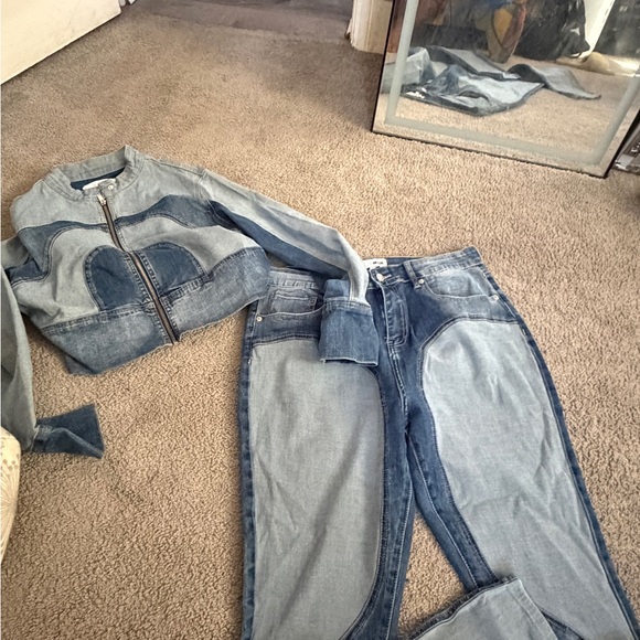 Fashion Nova Two-Tone Denim Women's Jeans and Jacket - Picture 2 of 4